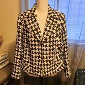 Black & White Houndstooth Women's Blazer Jacket